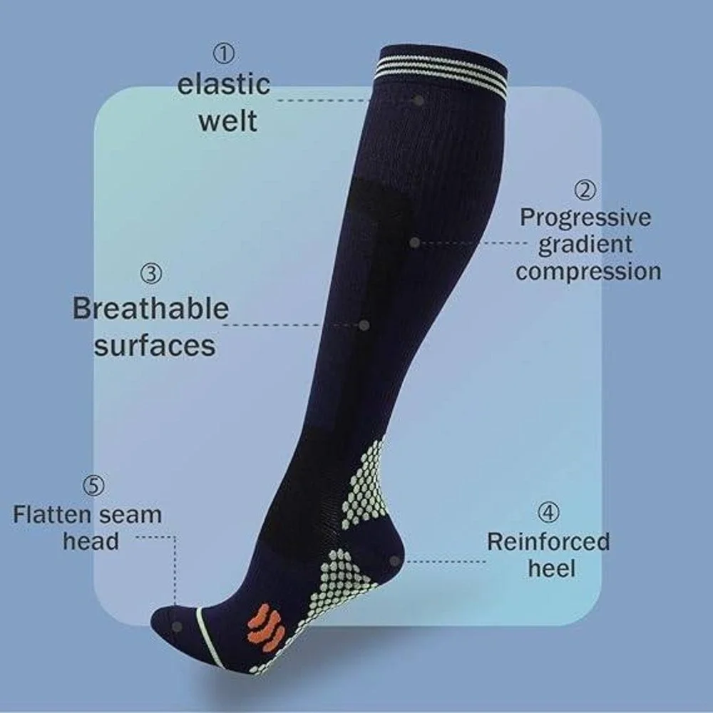 3 Pairs Speum Womens US 7-9 Compression High Non-slip Socks Navy, White, Pink